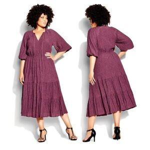 Size 14 (1X) City Chic Roseberry Darling Puff Dress